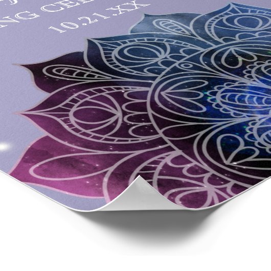 Galaxy Boho Nebula Mandala Light Led Bulb Wedding ポスター (角)