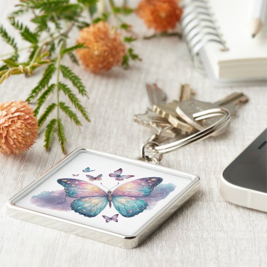 Galaxy Butterfly with Pastel Celestial Wings  キーホルダー (側面)