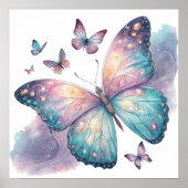 Galaxy Butterfly with Pastel Celestial Wings  ポスター (正面)