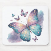 Galaxy Butterfly with Pastel Celestial Wings  マウスパッド (正面)