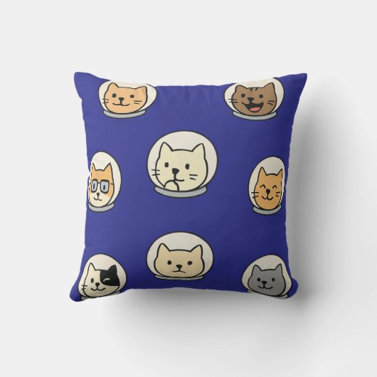 Galaxy Cat Head Pillow With Name For Cat Lovers クッション (裏面)