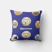 Galaxy Cat Head Pillow With Name For Cat Lovers クッション (正面)