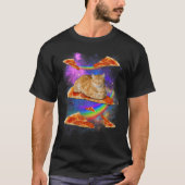 Galaxy Cat In Space Cat Riding Pizza Tシャツ (正面)