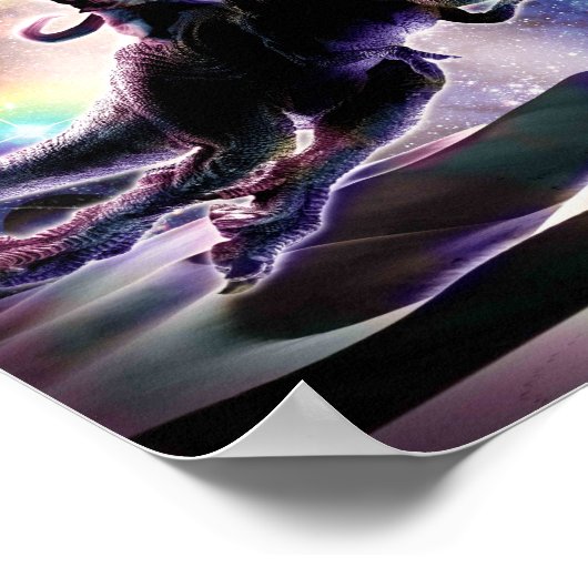 Galaxy Cat On Dinosaur Unicorn In Space ポスター (角)