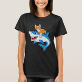 Galaxy Cat Riding Shark For Cat Astronaut Cat Tシャツ (正面)
