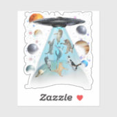 Galaxy Cat Swimming T-Shirt | Cute Astronaut Cats  シール (シート)