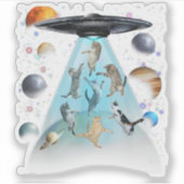 Galaxy Cat Swimming T-Shirt | Cute Astronaut Cats  シール (正面)