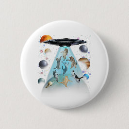 Galaxy Cat Swimming T-Shirt | Cute Astronaut Cats  缶バッジ