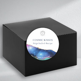Galaxy Crystal Geode Business Logo Name Website ラウンドシール