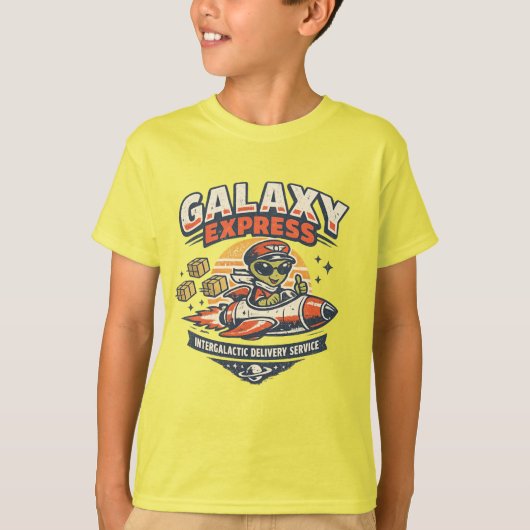 Galaxy Express Vintage Alien Rocket Delivery Masco Tシャツ (正面)
