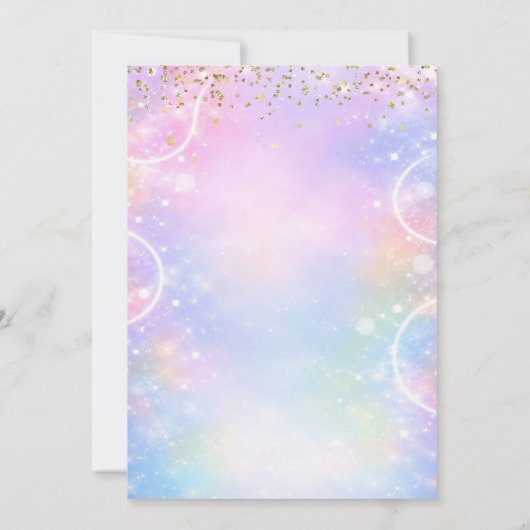 Galaxy Glitter Disco Ball 7 Birthday Ice Cream  招待状 (裏面)