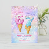 Galaxy Glitter I Was 6 Now 7 Birthday Ice Cream 招待状 (スタンド正面)