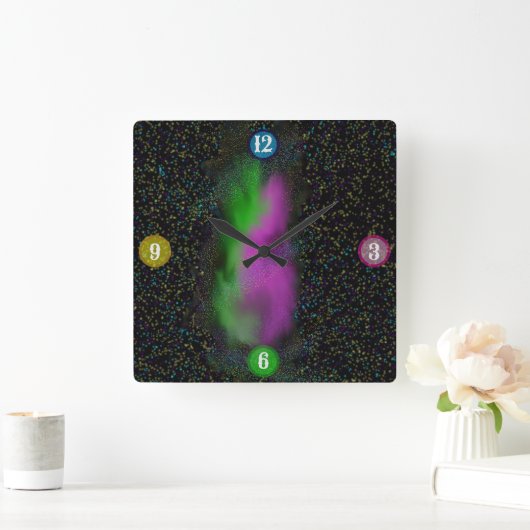 Galaxy Glow – Cosmic Wall Clock スクエア壁時計 (ホーム)