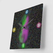 Galaxy Glow – Cosmic Wall Clock スクエア壁時計 (傾斜)