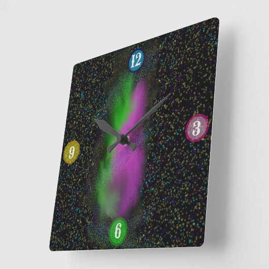 Galaxy Glow – Cosmic Wall Clock スクエア壁時計 (傾斜)