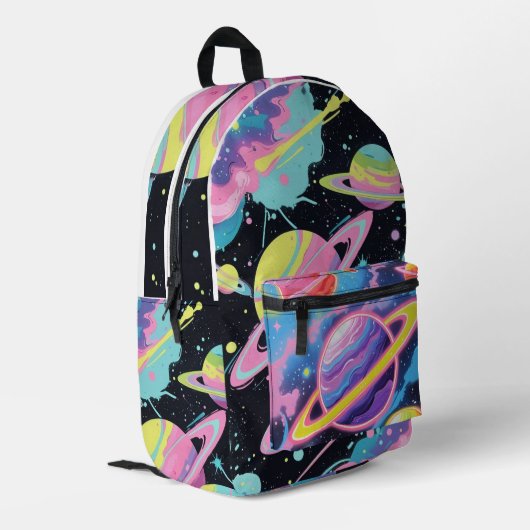 Galaxy Graffiti" – Urban Cosmic Style Backpack プリントバックパック (裏面左端)