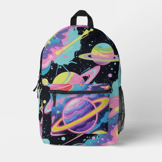 Galaxy Graffiti" – Urban Cosmic Style Backpack プリントバックパック (正面)