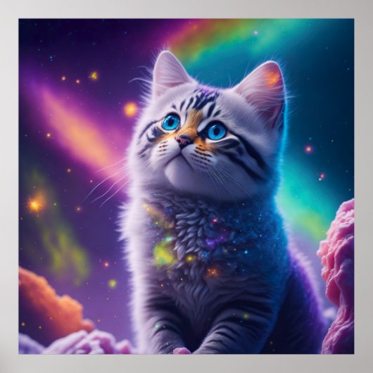 Galaxy Katze Digitaler Ai generated ポスター (正面)