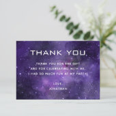 Galaxy Kids Birthday Party | Purple Space Cosmic サンキューカード (スタンド正面)