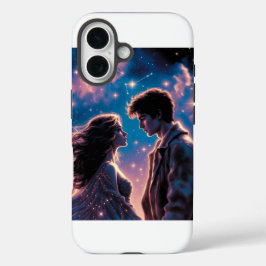 Galaxy Love Couple Romantic Valentine Night Art iPhone 16ケース