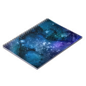 Galaxy Lovers Starry Space Blue Sky White Sparkles ノートブック (左側)