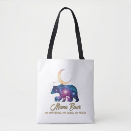 Galaxy Mama Bear & Cubs Moon Silhouette トートバッグ