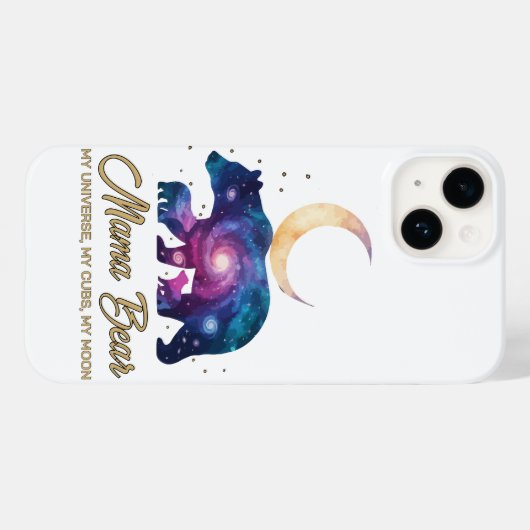 Galaxy Mama Bear & Cubs Moon Silhouette Case-Mate iPhoneケース (裏面 (横))
