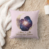 Galaxy Mama & Child Silhouette Moon Art クッション (ブランケット)
