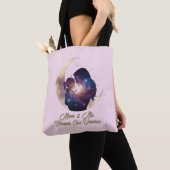 Galaxy Mama & Child Silhouette Moon Art トートバッグ (クローズアップ)