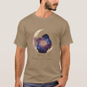 Galaxy Mama & Child Silhouette Moon Art Tシャツ (正面)