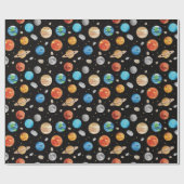 Galaxy Outer Space Planet Watercolor Illustration ラッピングペーパー (フラット)