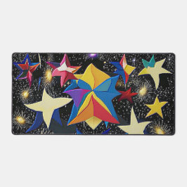 Galaxy paradise - Vibrant Abstract Starry Night デスクマット