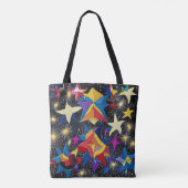 Galaxy paradise - Vibrant Abstract Starry Night トートバッグ (裏面)