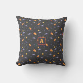 Galaxy pattern yellow gray name Throw Pillow クッション (正面)