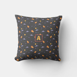 Galaxy pattern yellow gray name Throw Pillow クッション