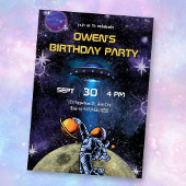 Galaxy Planet Astronaut moon birthday 招待状