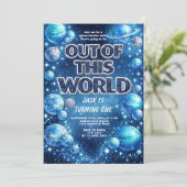 Galaxy Planet Kids Birthday Party Invite 招待状 (スタンド正面)