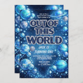 Galaxy Planet Kids Birthday Party Invite 招待状 (正面/裏面)