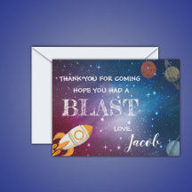 Galaxy Rocket Planets Themed Birthday Thank you 