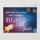Galaxy Rocket Planets Themed Birthday Thank you  ポストカード (正面)