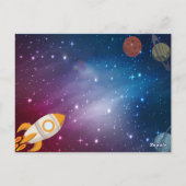 Galaxy Rocket Planets Themed Birthday Thank you ポストカード (裏面)
