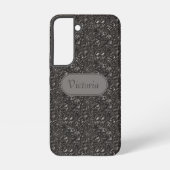 Galaxy S22 アッシュグレー 花柄 フェイクレザー  Samsung Galaxyケース (裏面)