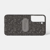 Galaxy S22 Ash Gray Floral Pattern Faux Leather  Samsung Galaxyケース (裏面横)