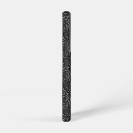 Galaxy S22 Black Leaf Pattern Faux Leather  Samsung Galaxyケース (右側面)