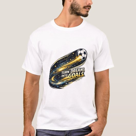 Galaxy Soccer Ball | 夢を目標に変えるデザイン Tシャツ (正面)
