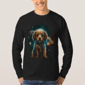 Galaxy Space Astronaut Dog Saturn Planets Tシャツ (正面)