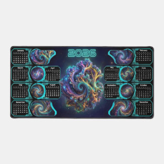 Galaxy Space Fractal Art Desk Pad - 2026 Calendar デスクマット