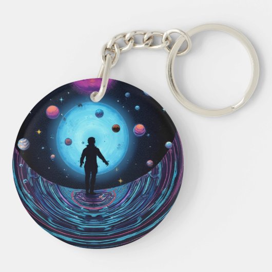 Galaxy Space Keychain | Cosmic Universe Art Keycha キーホルダー (裏面)