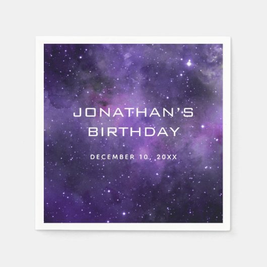 Galaxy Space Kids Birthday. Astronomy Cosmic Party スタンダードカクテルナプキン (正面)