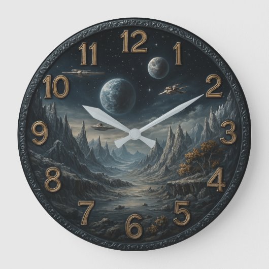  Galaxy Space retro ラージ壁時計 (正面)